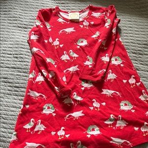 Red Kids dress with Swan Print